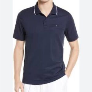 Ted Baker Men’s Galton Tipped Cotton Blend Polo Navy Blue Shirt Size 5 XL